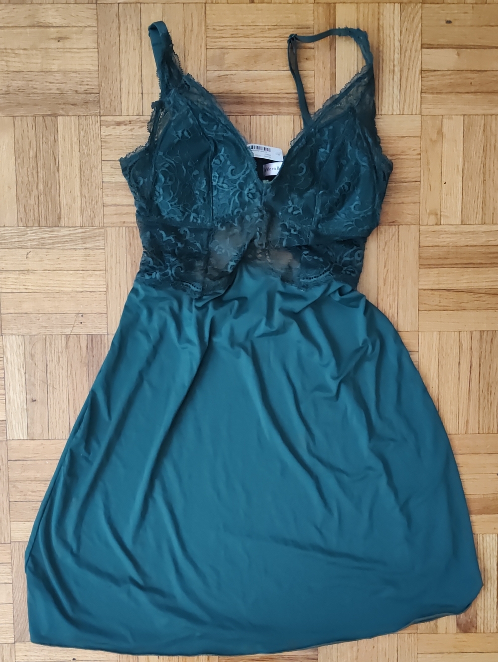 La Vie En Rose Teal Lace Bodice Chemise - Picture 1 of 3